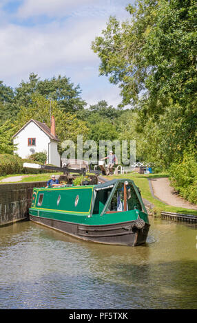 Boating on the Stratford upon Avon Canal at Kingwood Junction, Lapworth, Warwickshire, England, UK Stock Photo