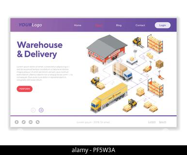 Warehouse Storage and Delivery Isometric Infographics Stock Vector