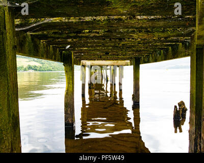 Derelict pier, Loch Ness, Scotland UK Stock Photo