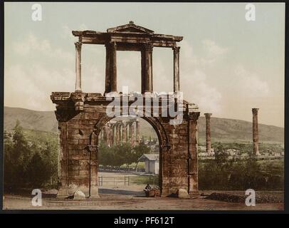 Athènes. Arc d ̕ Adrien. Avec Temple de Jupiter Olympien Stock Photo