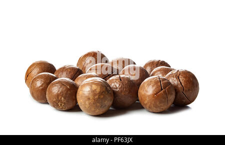 Close up of Macadamia Nuts isolated on white background. Stock Photo