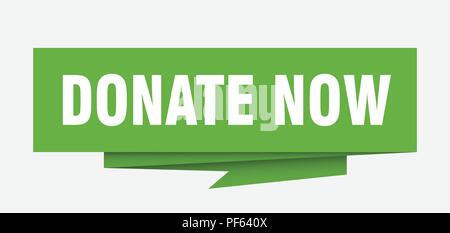 donate now sign. donate now paper origami speech bubble. donate now tag. donate now banner Stock Vector