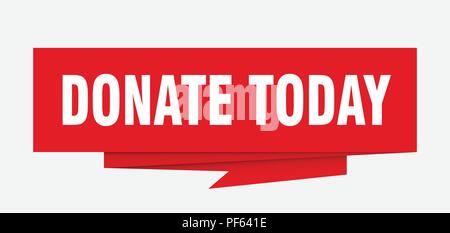 donate today sign. donate today paper origami speech bubble. donate today tag. donate today banner Stock Vector