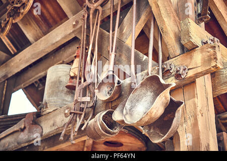 Old and oxide tools in a farm Stock Photo
