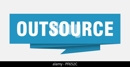 outsource sign. outsource paper origami speech bubble. outsource tag. outsource banner Stock Vector