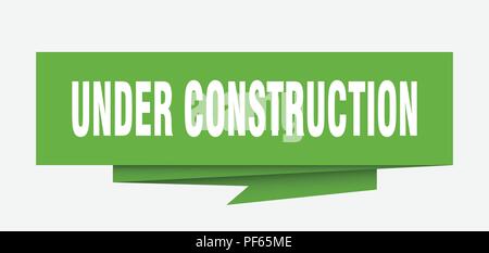 under construction sign. under construction paper origami speech bubble. under construction tag. under construction banner Stock Vector