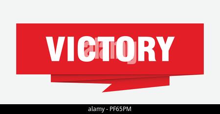 victory sign. victory paper origami speech bubble. victory tag. victory banner Stock Vector