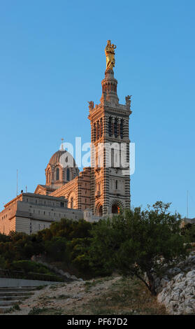 The historic church Notre Dame de la Garde of Marseille in South France . Stock Photo