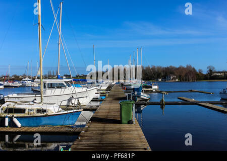 Kinnego Marina jetty with sailing boats, Oxford Island, Lough Neagh, N.Ireland. Stock Photo