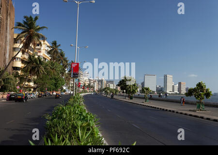 View of Nariman Point skyline from Marine Drive, Mumbai, Maharashtra, India. Stock Photo