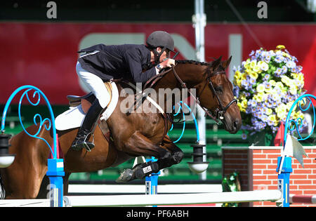 The North American, Spruce Meadows, June 2003, Akita Drilling Cup, Andrew Ramsay (GBR) riding Morgan Stock Photo
