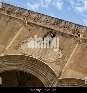 PALERMO, SICILY, ITALY - MAY 21, 2018:  Carved plaque above Santa Maria della Catena Churh Stock Photo