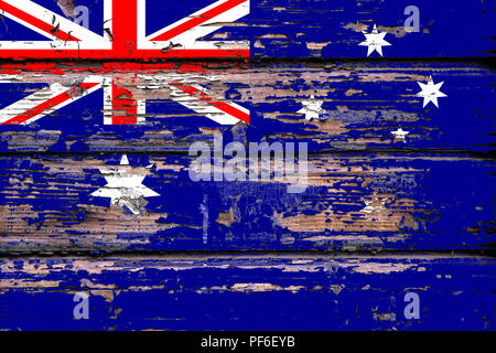 National flag of Australia on a dull wooden background Stock Photo