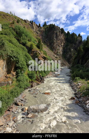 Scenic mountain torrent near Obergurgl, Oetztal Alps in Tyrol, Austria. Stock Photo