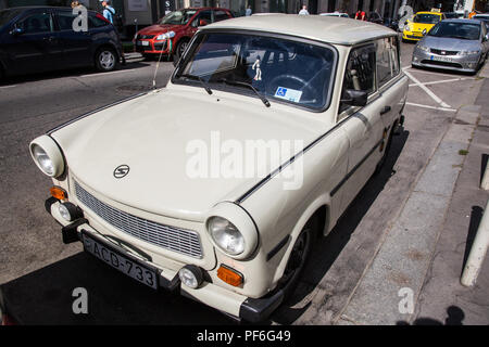 Budapest, Hungary. 14th August, 2018. A Trabant 601S Special Edition estate parked in the Jewish quarter. Stock Photo