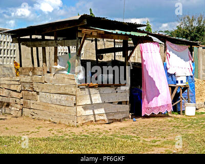 A broken down market stall  in a suburb of Dar es Salaam, Tanzania Africa Stock Photo
