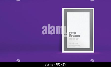 Vector of Blank Photo Frame in vivid violet studio room, Template mock up for display or montage of your content,Business presentation backdrop, 16:9  Stock Vector