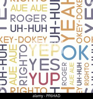 Typography coloured agreement words seamless vector pattern Stock Vector