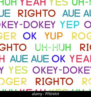 Typography coloured agreement words seamless vector pattern Stock Vector