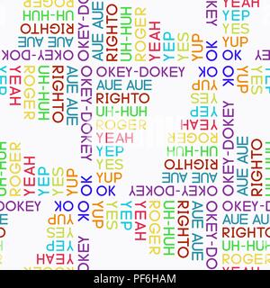 Typography coloured agreement words seamless vector pattern Stock Vector