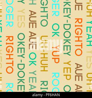 Typography coloured agreement words seamless vector pattern Stock Vector
