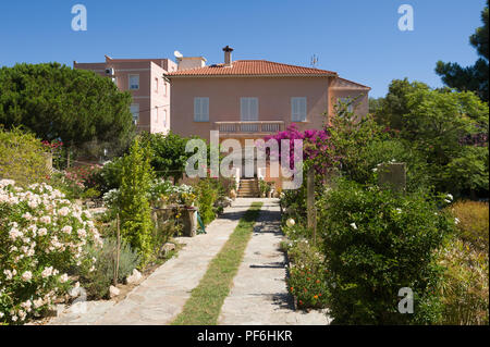 A road leading to a private villa in L'Île-Rousse, Corsica, France, Europe Stock Photo