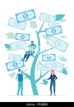 Growing money - flat design style colorful illustration Stock Vector