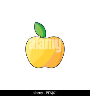 Color vector illustration. Yellow Apple icon on a white background Stock Vector