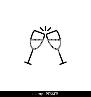 Web line icon. Glasses of champagne. black on white background Stock Vector