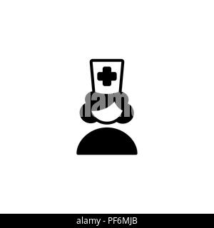Web icon. Female doctor, nurse black on white background Stock Vector