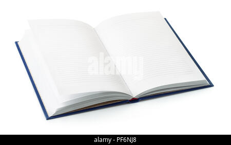Open notebook with empty pages isolated on white Stock Photo
