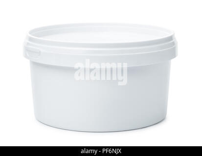 White round plastic container isolated on white Stock Photo