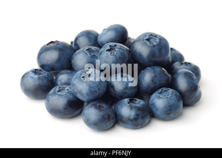 Heap of fresh blueberries isolated on white Stock Photo