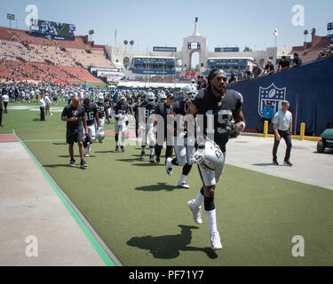 Los Angeles, USA. 18 August 2018. Oakland Raiders wide receiver Isaac  Whitney #19 during the NFL Oakland Raiders vs Los Angeles Rams at the Los  Angeles Memorial Coliseum in Los Angeles, Ca