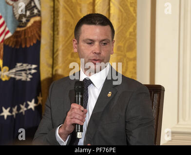 Washington, District of Columbia, USA. 20th Aug, 2018. Commissioner of United States Customs and Border Protection Kevin McAleenan speaks on a panel at an event hosted by US President Donald J. Trump titled a ''Salute to the Heroes of the Immigration and Customs Enforcement and Customs and Border Protection'' in the East Room of the White House in Washington, DC on Monday, August 20, 2018 Credit: Ron Sachs/CNP/ZUMA Wire/Alamy Live News Stock Photo