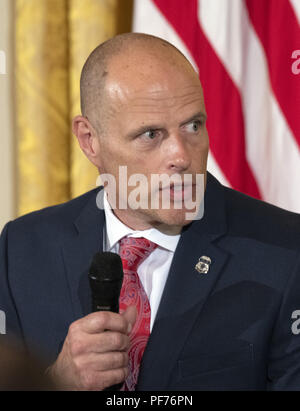 Washington, District of Columbia, USA. 20th Aug, 2018. Ronald Vitiello, Acting Director, United States Immigration and Customs Enforcement (ICE) speaks on a panel at an event hosted by US President Donald J. Trump titled a ''Salute to the Heroes of the Immigration and Customs Enforcement and Customs and Border Protection'' in the East Room of the White House in Washington, DC on Monday, August 20, 2018 Credit: Ron Sachs/CNP/ZUMA Wire/Alamy Live News Stock Photo