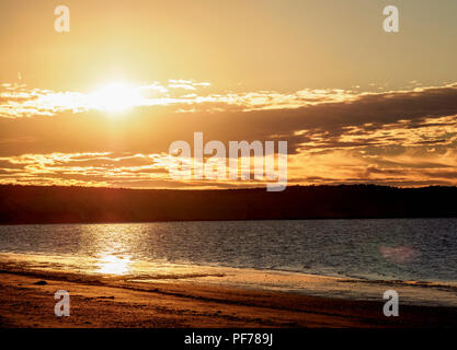 Sunset over San Jose Gulf, Valdes Peninsula, UNESCO World Heritage Site, Chubut Province, Patagonia, Argentina Stock Photo