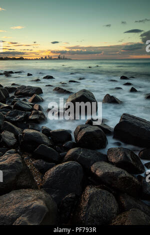 Sunset over Burleigh Heads on Queensland's Gold Coast. Stock Photo