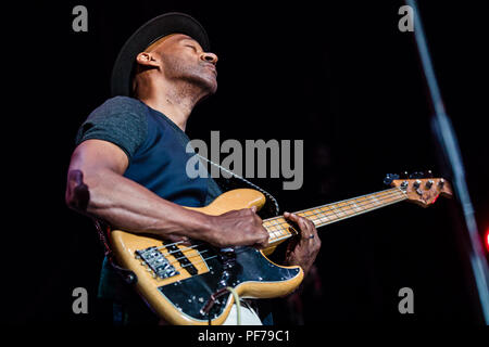 Jazz à Juan Festival 2018 - Day 8 - Performances  Featuring: Marcus Miller Where: Juan-les-Pins, Antibes, France When: 19 Jul 2018 Credit: Marta Szczesniak/WENN.com Stock Photo