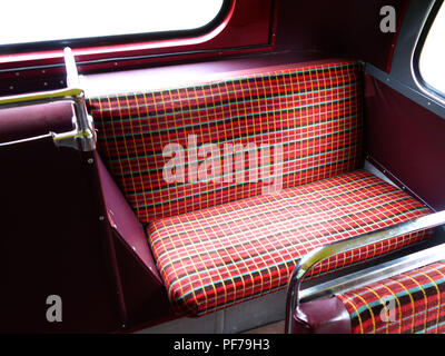 Bus back seat on The London Transport Routemaster ‘Long' Bus at a wedding in Warwick Stock Photo