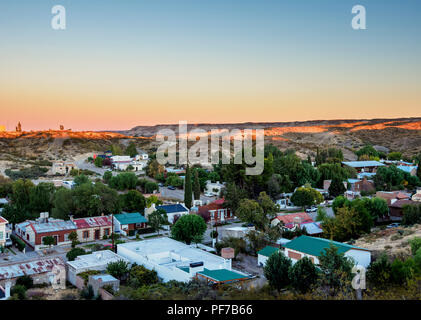 Gaiman at sunrise, elevated view, The Welsh Settlement, Chubut Province, Patagonia, Argentina Stock Photo