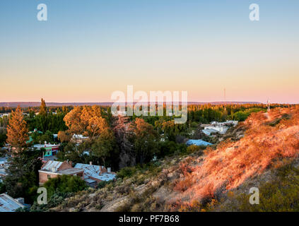 Gaiman at sunrise, elevated view, The Welsh Settlement, Chubut Province, Patagonia, Argentina Stock Photo