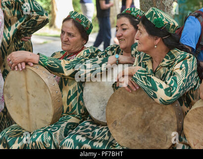 Pamiri women celebrating at the 'Roof of the World' festival in Khorog, Tajikistan Stock Photo