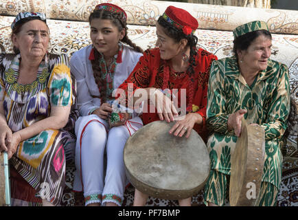 Pamiri women celebrating at the 'Roof of the World' festival in Khorog, Tajikistan Stock Photo