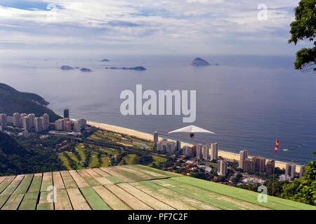 Hang Gliding over Sao Conrado Beach, Rio de Janeiro, Brazil. Stock Photo