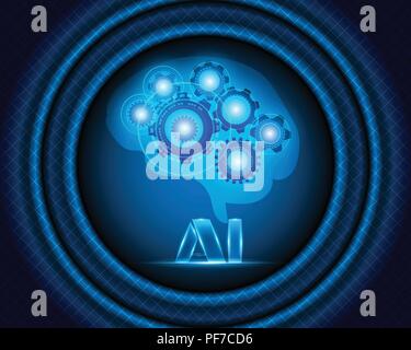 AI Letter Digital Artificial intelligence and big data Machine Learning business system concept.Vector illustration EPS10 Stock Vector