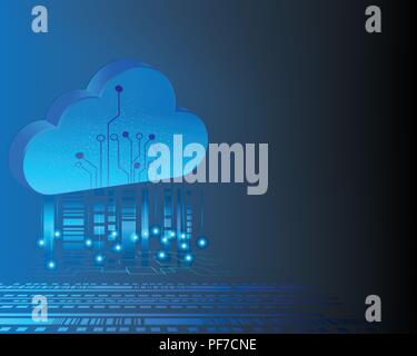 Cloud computing business Transaction data storage technology with circuit symbols concept. vector illustration eps10. Stock Vector
