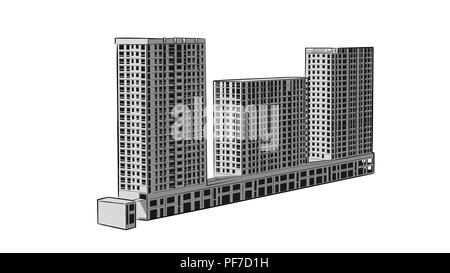 Sketch. Construction site . City. Vector hand draw Stock Vector