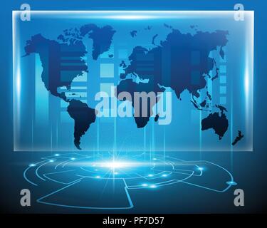 World map cyber digital bigdata online system with business zone.Vector illustration EPS10 Stock Vector