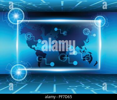 World map cyber digital bigdata online system business zone concept.Vector illustration EPS10 Stock Vector